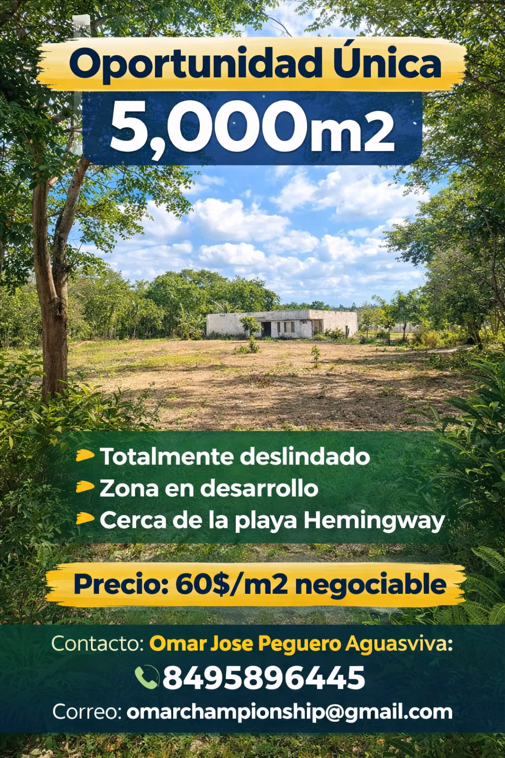 Unique opportunity: Plot of 5,000 m² in Juan Dolio with direct access to the Highway!!