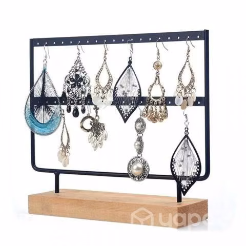 Exhibidor De Aros Elegantes con Base Madera
