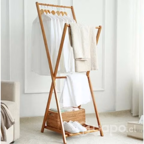 Perchero Colgador Madera Bambu 52cm