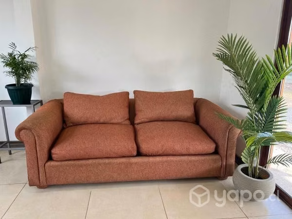 Sofa 2 Cuerpos Tela -Sillon de Pluma color Salmon