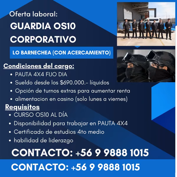 guardia corporativo 4x4 fijo día comuna de lo barnechea
