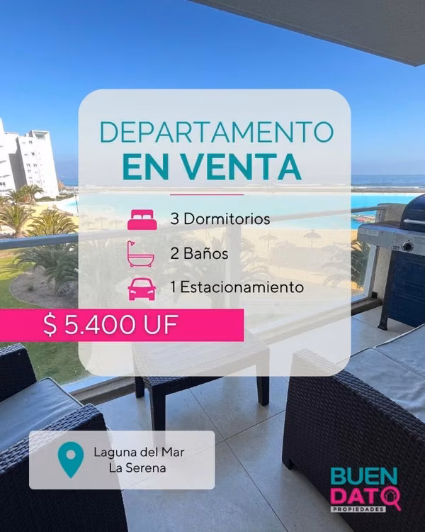 Se vende depto amoblado Laguna del Mar