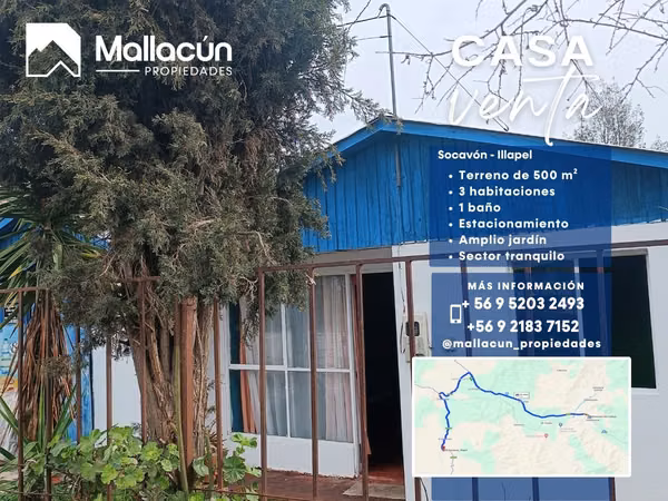 Casa en Venta – 70 m² Construidos en Terreno de 550 m² – Socavón