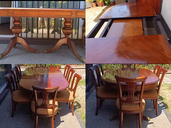 Comedor extensible Luis XV antiguo de madera