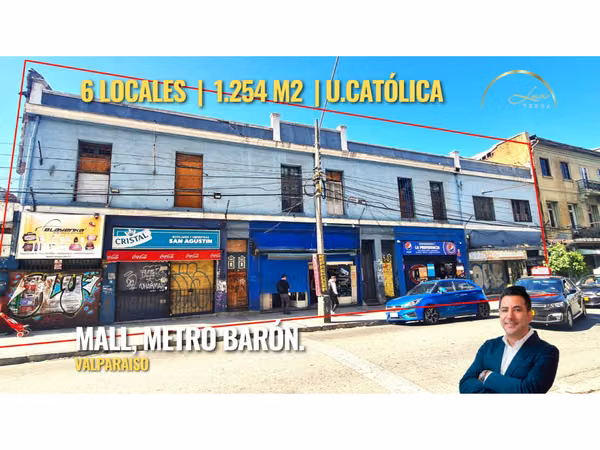 6 locales | 1.254 m2 terreno a pasos Av. Argentina, Metro barón