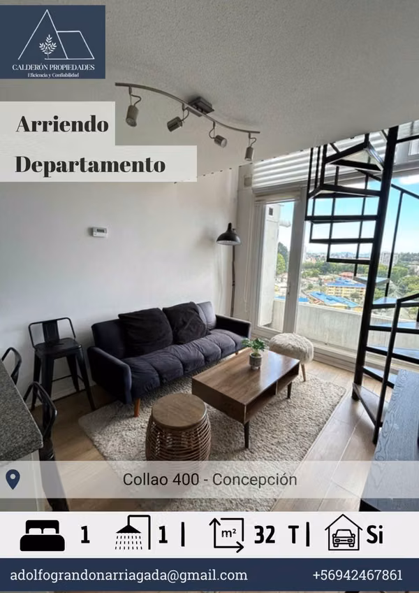 Departamento dúplex amoblado en arriendo – Collao 400, Concepción