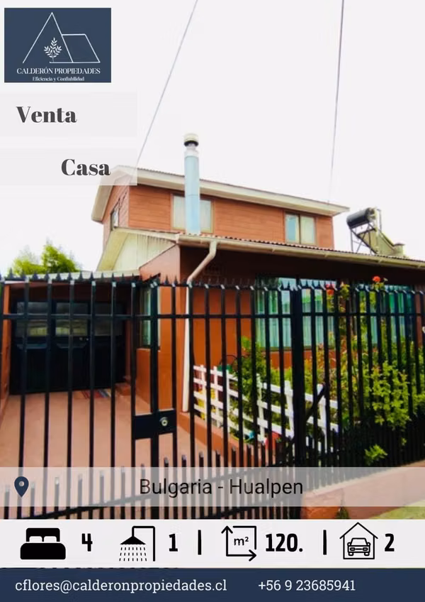 VENTA AMPLIA CASA 4 DORMITORIOS – HUALPEN, calle Bulgaria