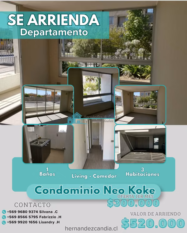 Arriendo departamento en Cond Neo Koke Rancagua