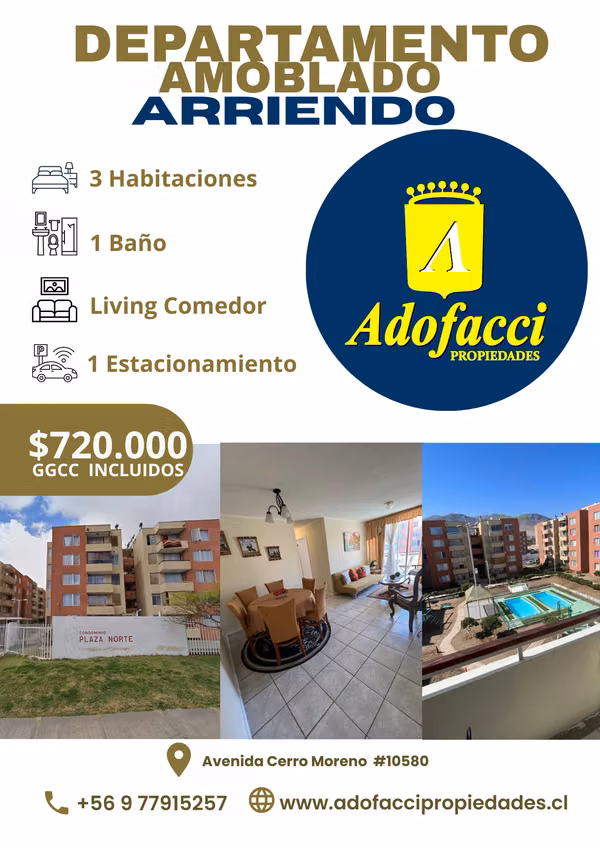 Departamento Amoblado, Condominio Plaza Norte I