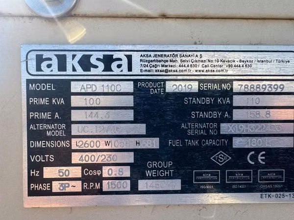 Generador eléctrico varios KVA disponible