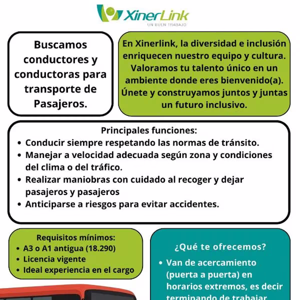 Conductores y conductoras licencia A3 o A1 VIGENTE