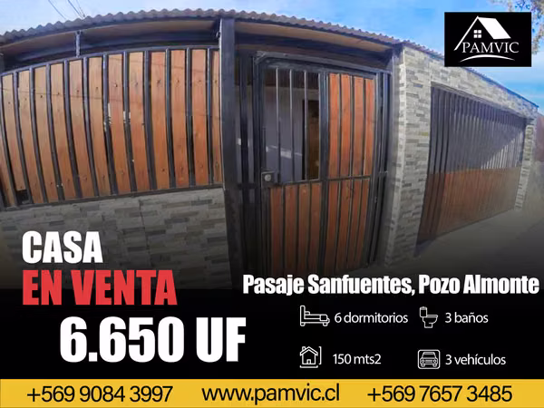 Casa en Venta en Pasaje Sanfuentes, Pozo Almonte