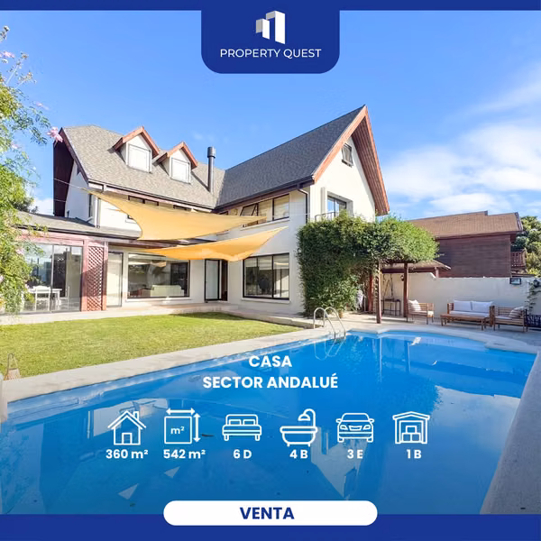 VENTA AMPLIA CASA 6D+4B CON PISCINA ANDALUE