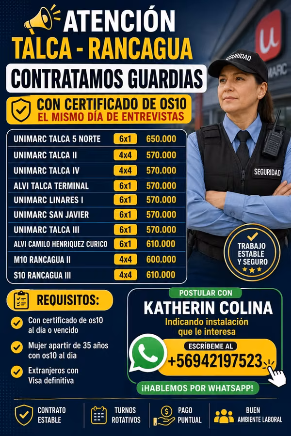Guardia Talca - Rancagua con OS10 al dia o vencido