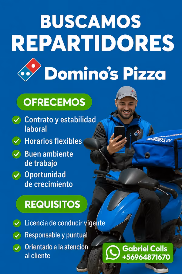 Repartidor/a en MOTO Domino's pizzas Estacion central - Part time