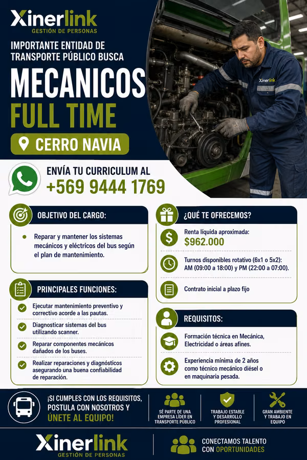 MECANICOS FULL TIME - CERRO NAVIA