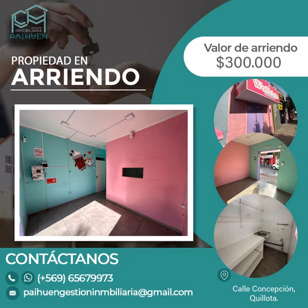 Se arrienda amplio y remodelado local comercial en centro de Quillota