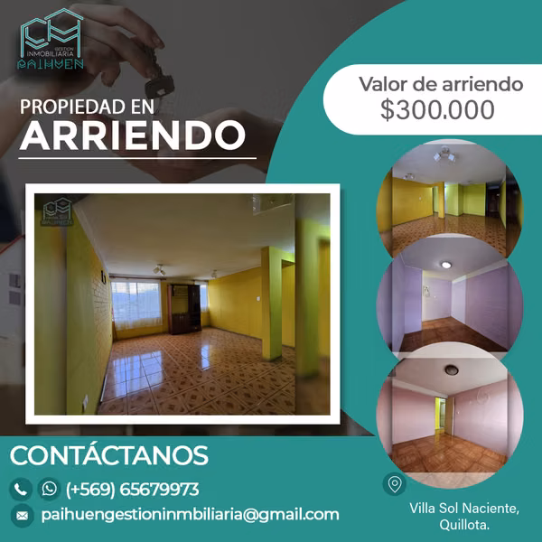 Se arrienda amplio y cómodo departamento 2D 1B en Quillota