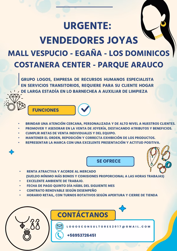 ***VENDEDORES DE  JOYAS MALL ***