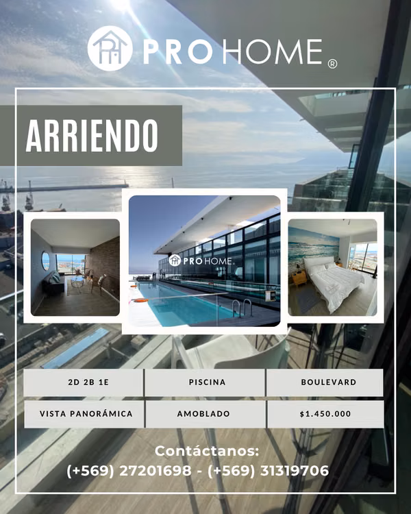 Arriendo Depto. 2d 2b 1E, Vista Sur Piso 20, Puerto Nuevo