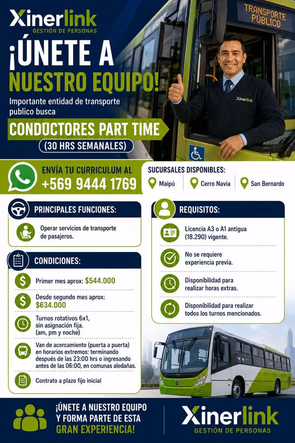 CONDUCTOR DE PASAJEROS A1 - A3 PART TIME