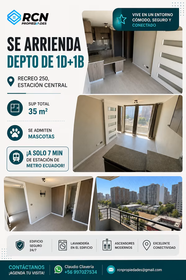 Se Arrienda  Depto. De 1D+1B En Estación Central
