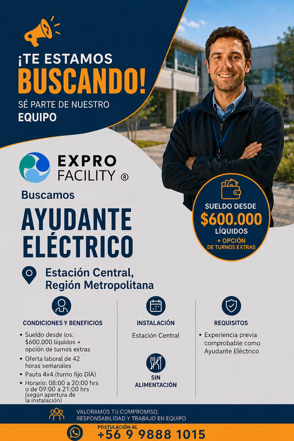 ayudante electrico junior -  estacion central