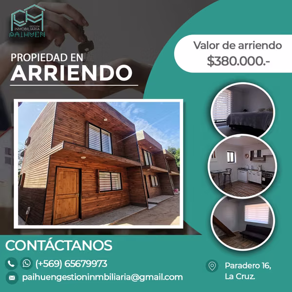 Se arrienda hermoso Loft amoblado en La Cruz