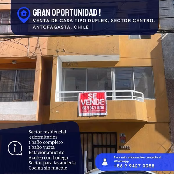 Casa sin Patio/ centro 3d y 2b