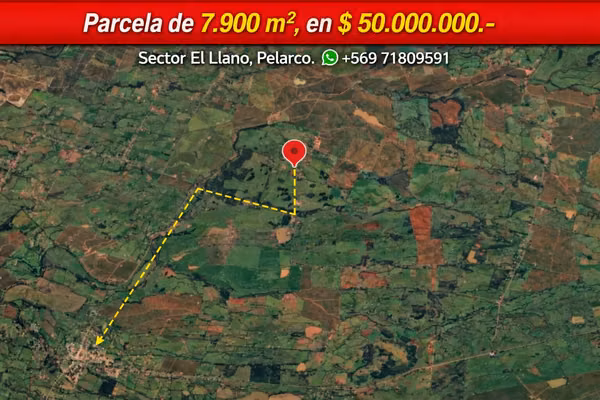 Vendo 7.934 mtrs. 2 de Terreno Plano, Especial Para Descansar, Sector El Llano, Pelarco. Abone 20% y el resto en cuotas.