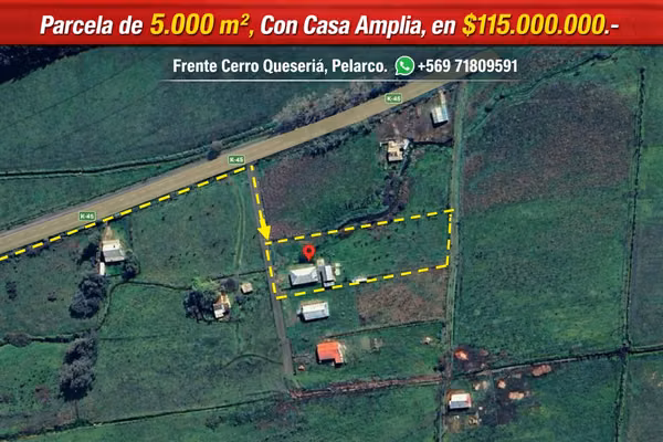 Vendo Hermosa Parcela de 5.000m²  Terreno, Con Casa Amplia | Quesería | Pelarco