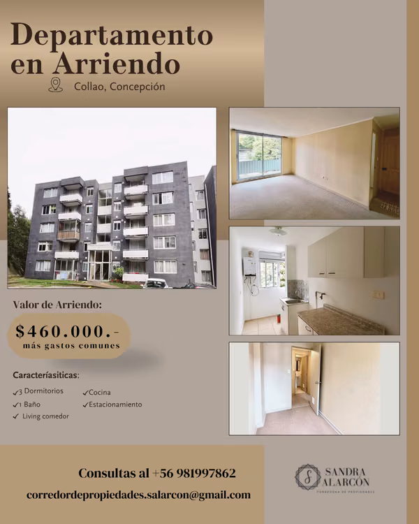 Departamento en Arriendo 3D-1B-1E Collao, Concepción