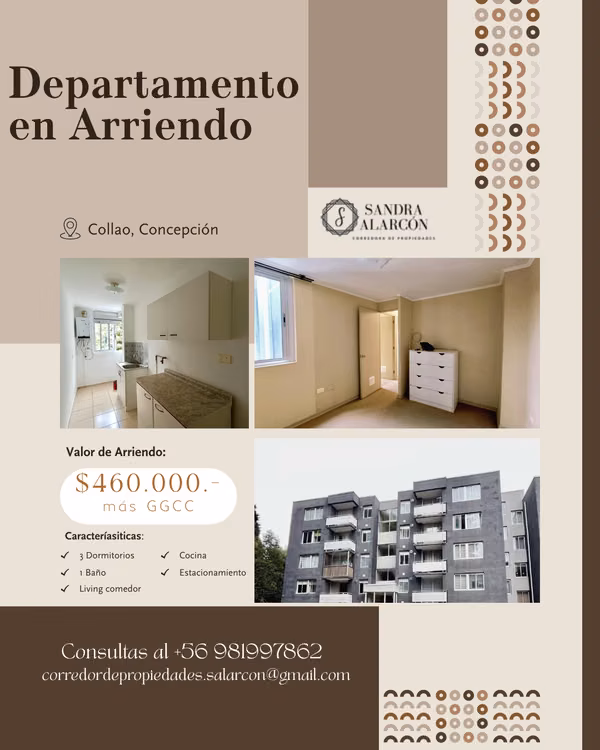 Departamento en Arriendo 3D-1B-1E Collao, Concepción