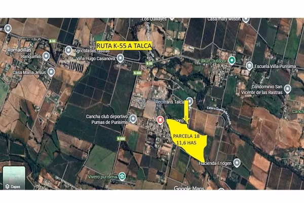 Se venden 11,6 has, parcela 18 sector purisima
