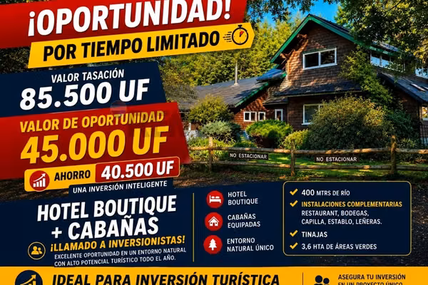 Oportunidad!! hotel y cabañas boutique - pucón