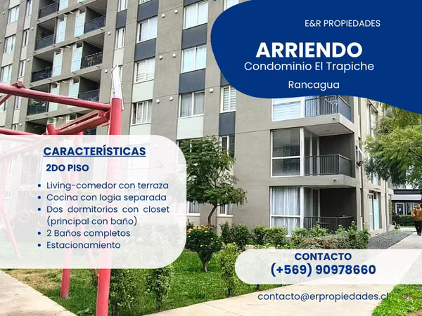 Departamento en Arriendo Condominio Parque Trapiche, Rancagua