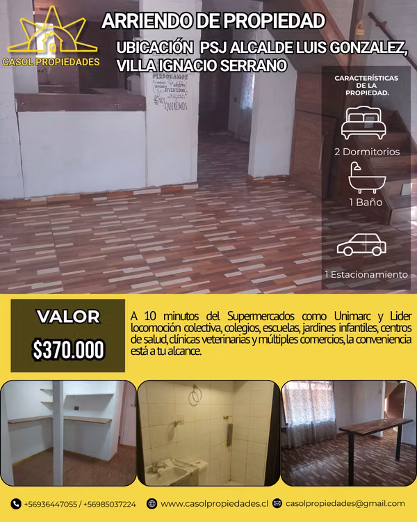 Arriendo de Propiedad ubicado Alcalde Luis Gonzalez Lampa