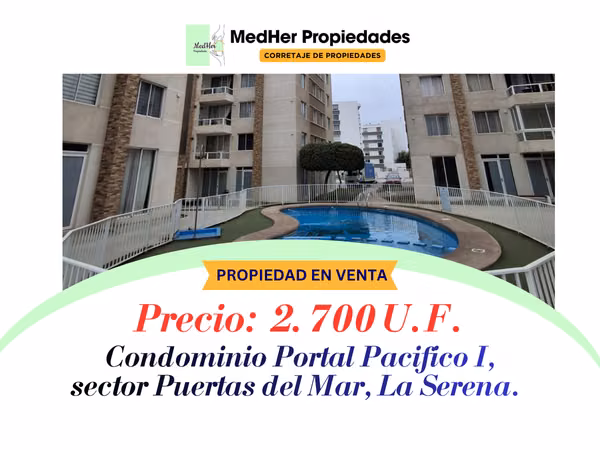 Vendo Dpto 3D 1B Estacionamiento Piscina La Serena 2.700 UF