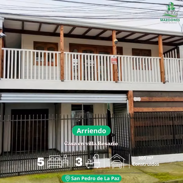 SE ARRIENDA CASA EN VILLA ROSARIO SAN PEDRO DE LA PAZ
