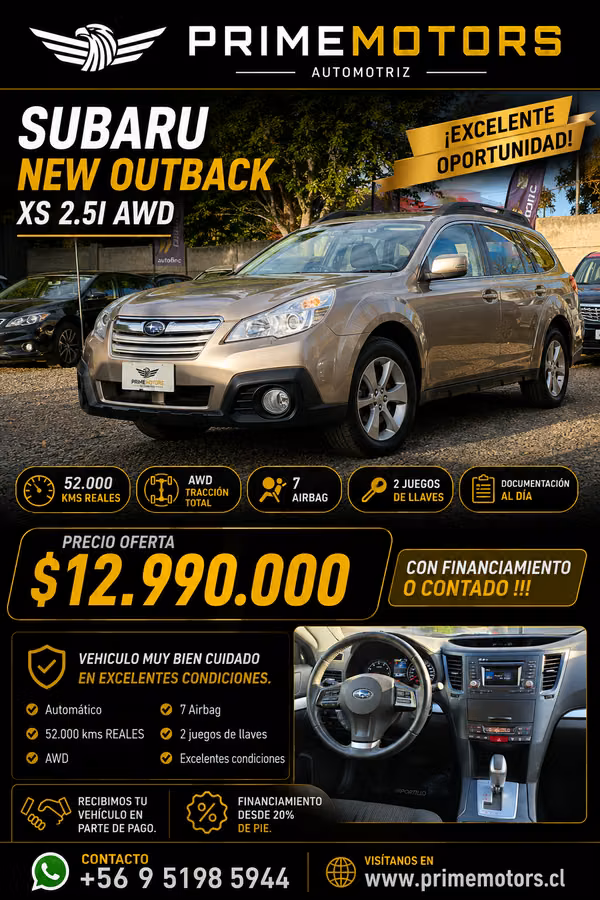 SUBARU NEW OUTBACK XS 2.5I AWD