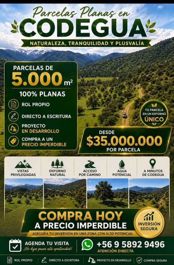 Proyecto nuevo De Parcelas Planas En Codegua Sector La Leonera