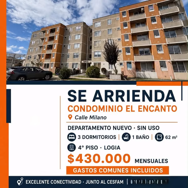Departamento sin uso en condominio con excelente conectividad