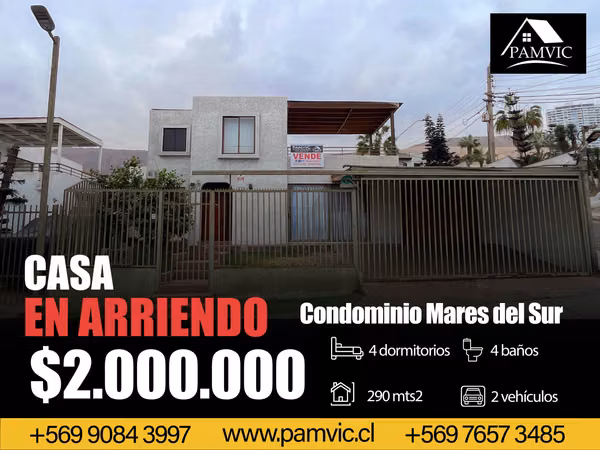 Casa en Arriendo en Condominio Mares del Sur
