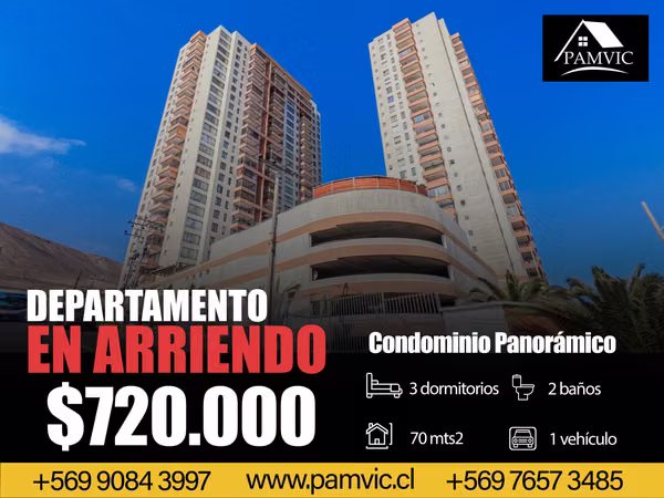 Departamento en Arriendo en Condominio Panorámico