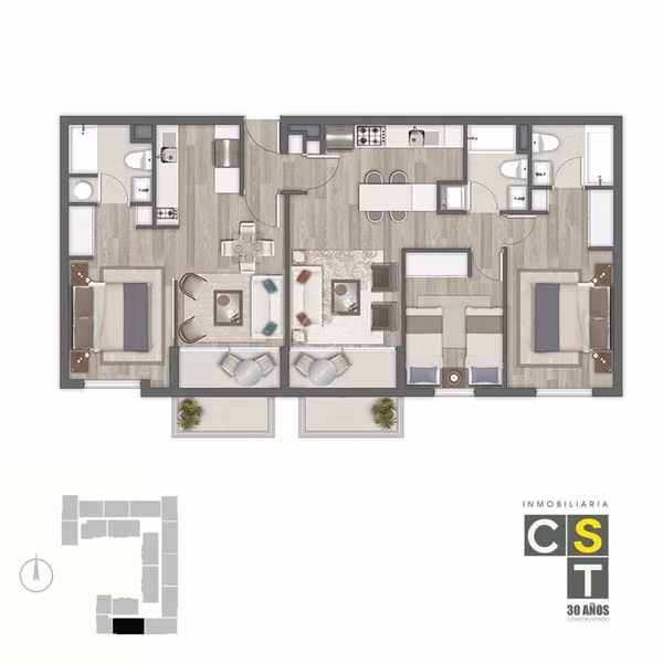 Departamento doble en venta de 2D+2B y 1D + 1B.en Ñuñoa