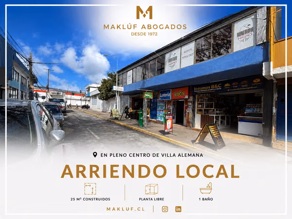 Local comercial en arriendo en pleno centro de Villa Alemana