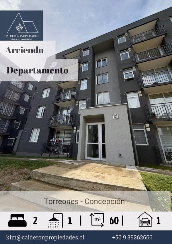 En arriendo departamento en Torreones- Concepción