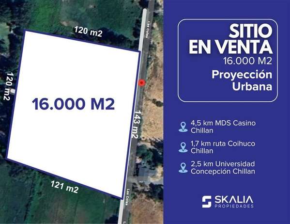 SITIO EN VENTA 16.000 m2 CHILLÁN PARA PROYECTO RESIDENCIAL