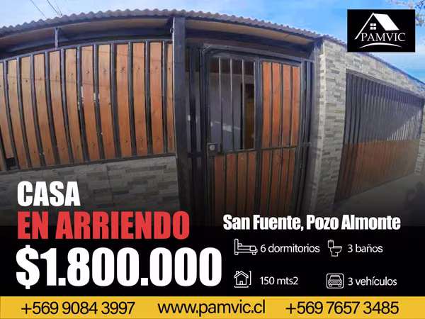 Amplia Casa en Arriendo en Pozo Almonte