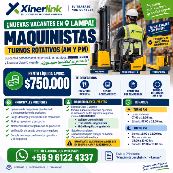 Apiladores/Grua/traspaleta/ jungheinrich - Lampa/turnos rotativos